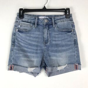 Judy Blue High Rise Distressed Denim Shorts Women's Small Cuffed Stretch Casual